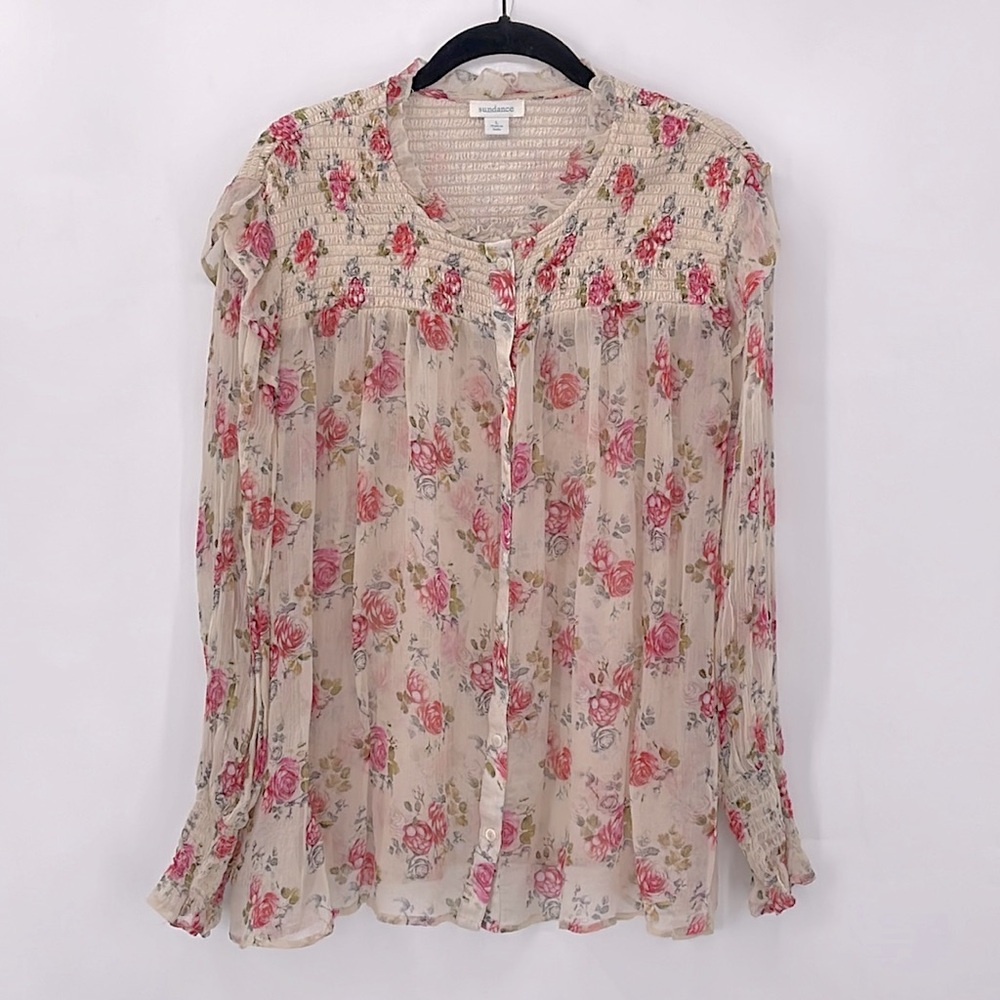 SUNDANCE Amelia Floral Blouse Size Large - Picture 2 of 5